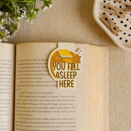 Sleepy Reader Cat Magnetic Bookmark